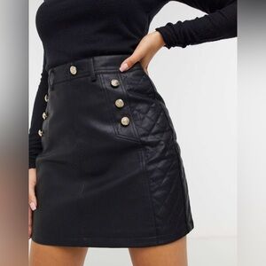 NWT River Island Quilted Faux Leather Mini Skirt - size (UK 10 best for US 6)
